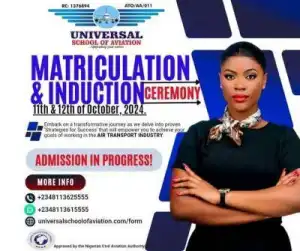 Universal Scool of Aviation announces 2024 Matriculation/Induction Ceremony