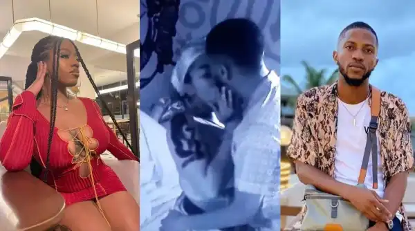BBNaija: New Housemate, Kayvee And Angel Lock Lips On First Night (Video)