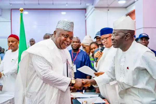Pdp Presented Gubernatorial Certificate Of Return To Hon. Oladipupo Adebutu